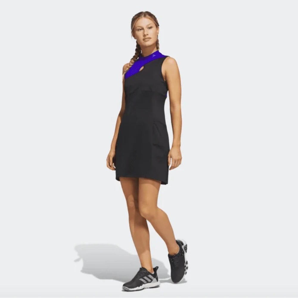 Sleeveless Black Dress with Blue Accent